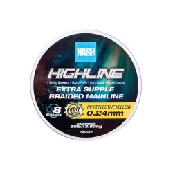 NASH Highline Extra Supple Braid UV Yellow 30lb/0.24mm 1200m plecionka