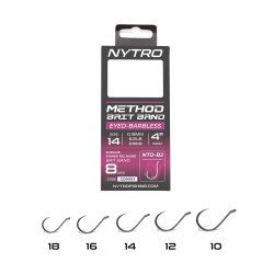 Sonik NYTRO NTO-B2 BARBLESS METHOD 4 INCH/10CM LATEX BAIT BAND #14/0,19MM/6,2LB READY TIED RIGS gotowe przypony