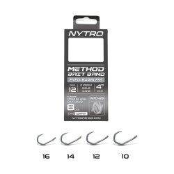 Sonik NYTRO NTO-B3 BARBLESS METHOD 4 INCH/10CM LATEX BAIT BAND #12/0,23MM/9,6LB READY TIED RIGS gotowe przypony