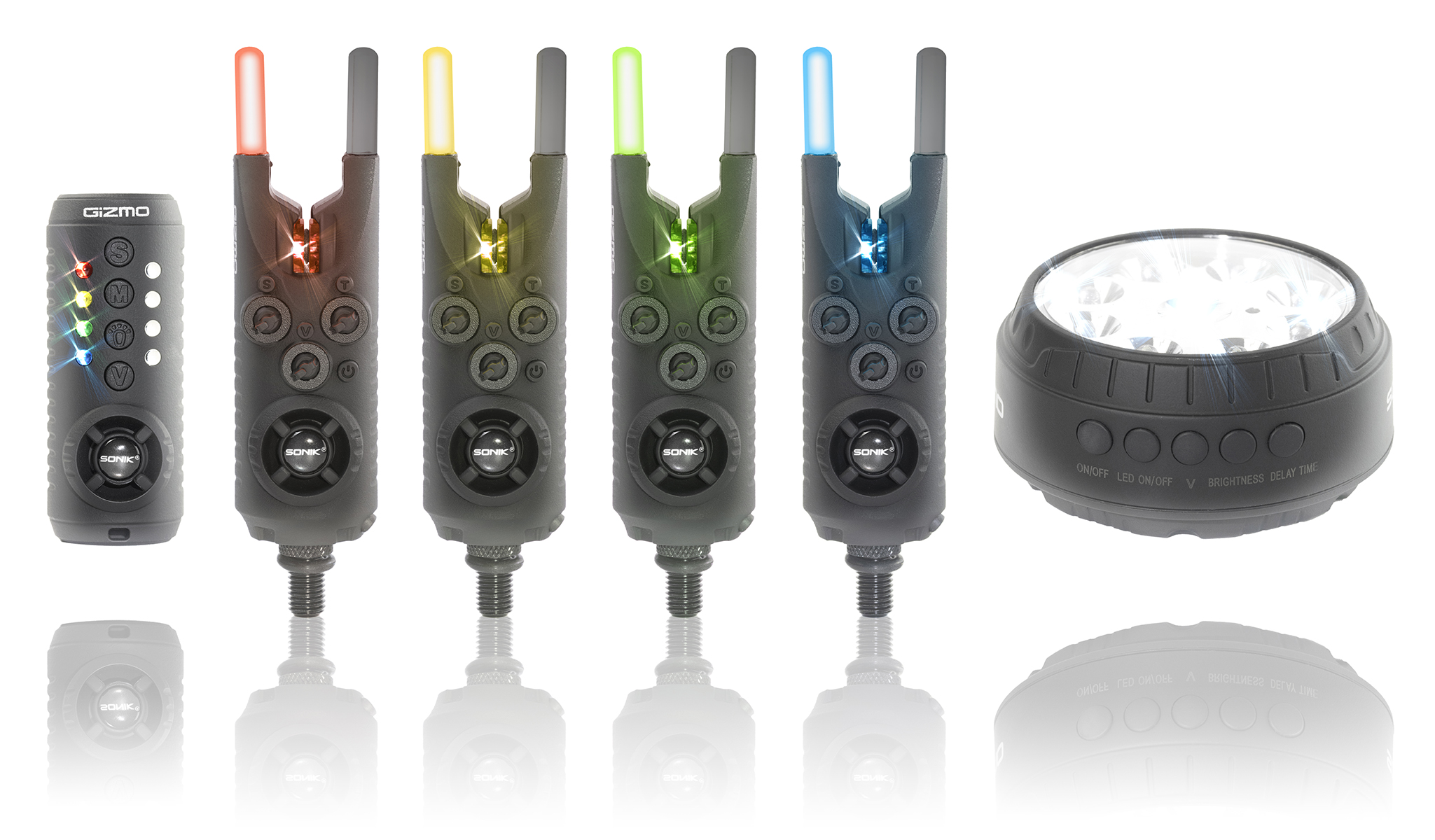 Sonik Gizmo Bite Alarms Single Alarm 2+1 4+1 Sets Inc Bivvy Light 3+1 